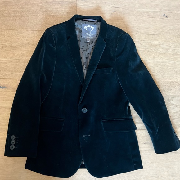 Dark Green Velvet kids Blazer - Picture 1 of 2